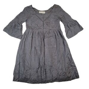 Graham and Spencer Womens Silk Dress Sz S Gray Mini Babydoll Flare Sleeves Lined
